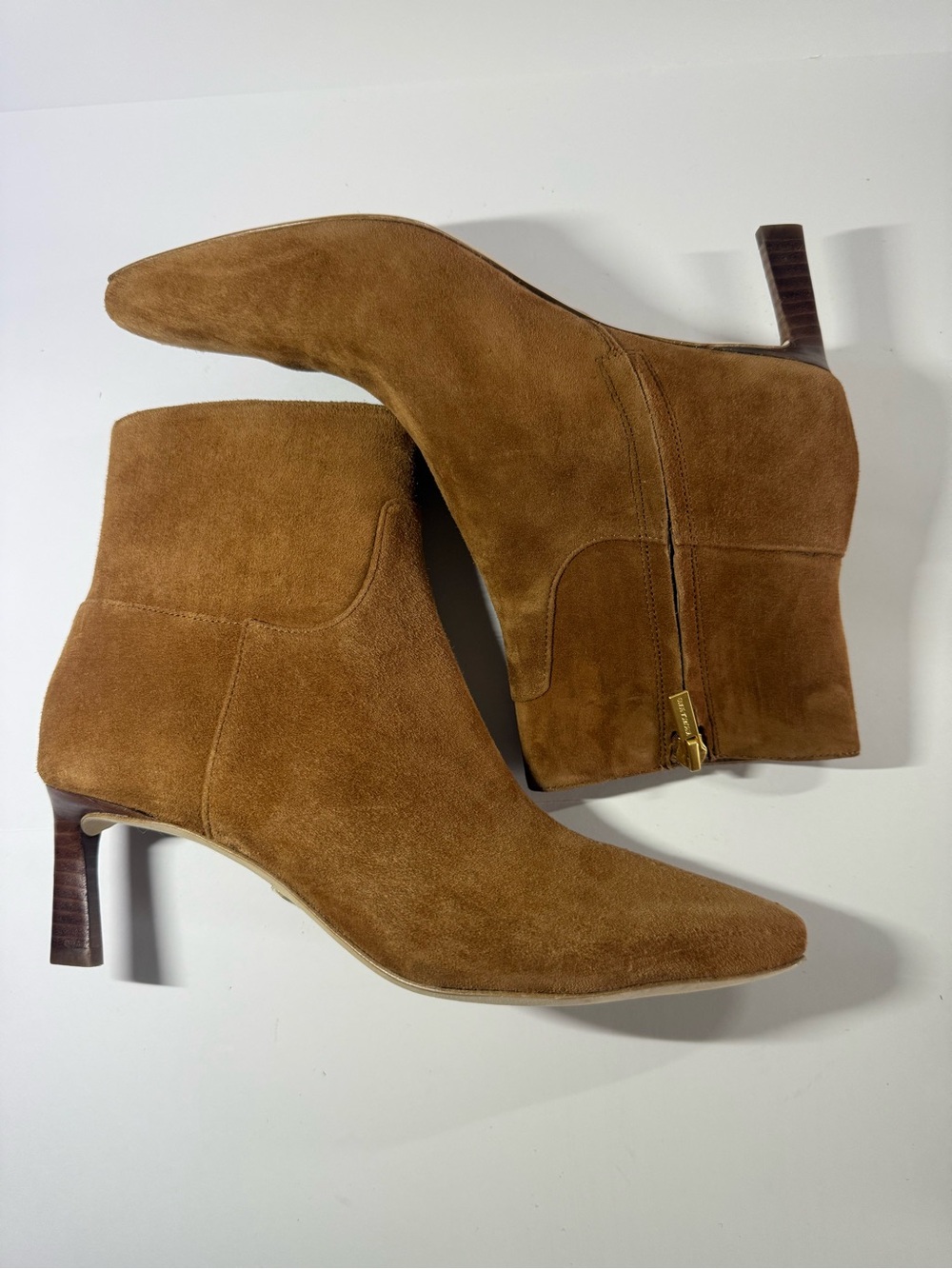 Veronica Beard Tan Suede Pointed-Toe Ankle Boots size 8